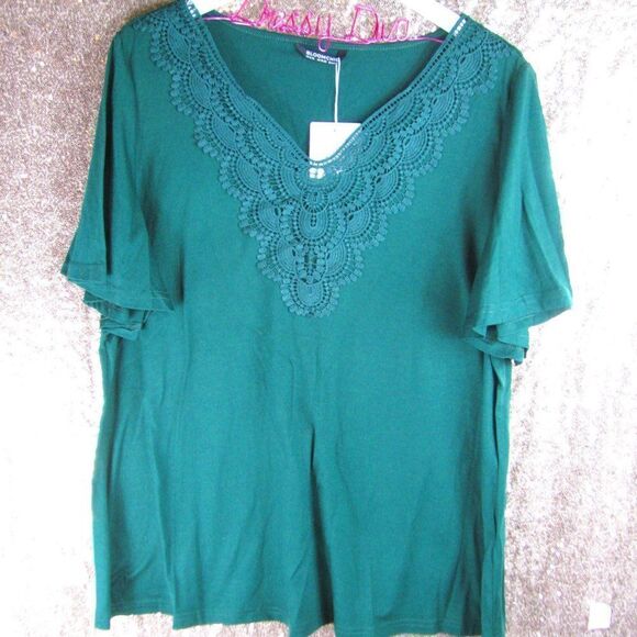 NWT BloomChic Green crochet collar top 14/XL - Picture 4 of 9